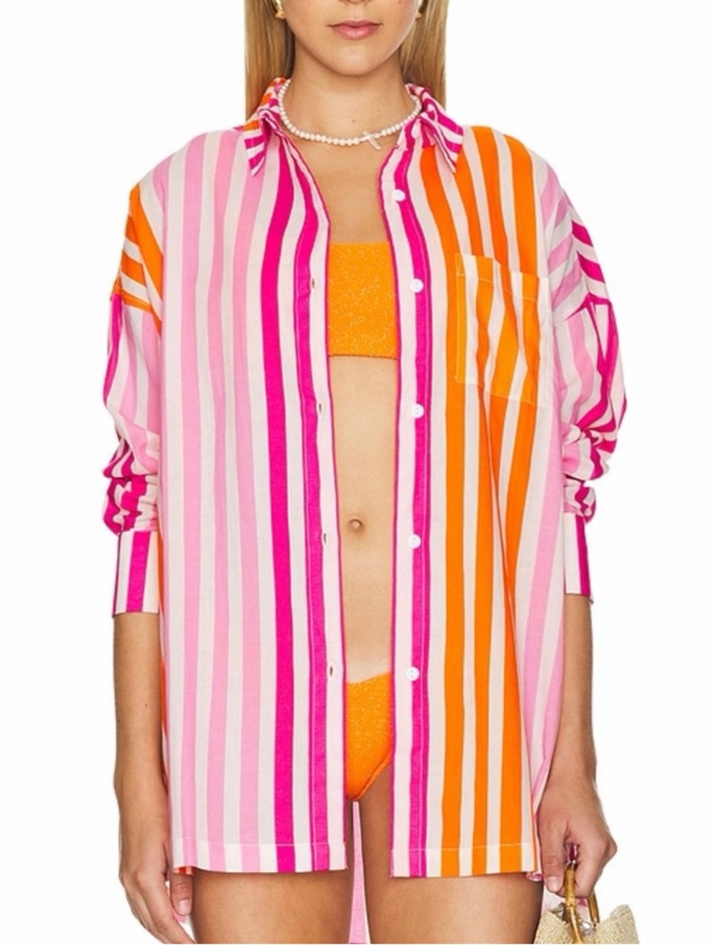 Beach Riot Pink, Fuchsia & Orange Striped Button-Down Shirt